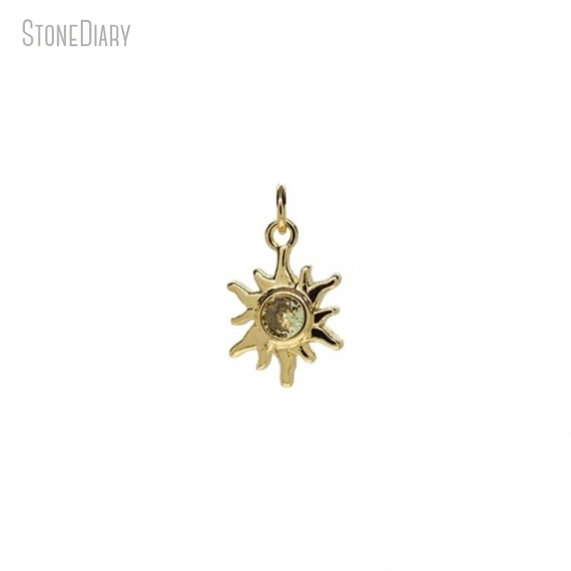 5Pcs Wholesale Gold Color Copper Invisible Setting Cubic Zirconia Sun Jewelry Pendant PM50352