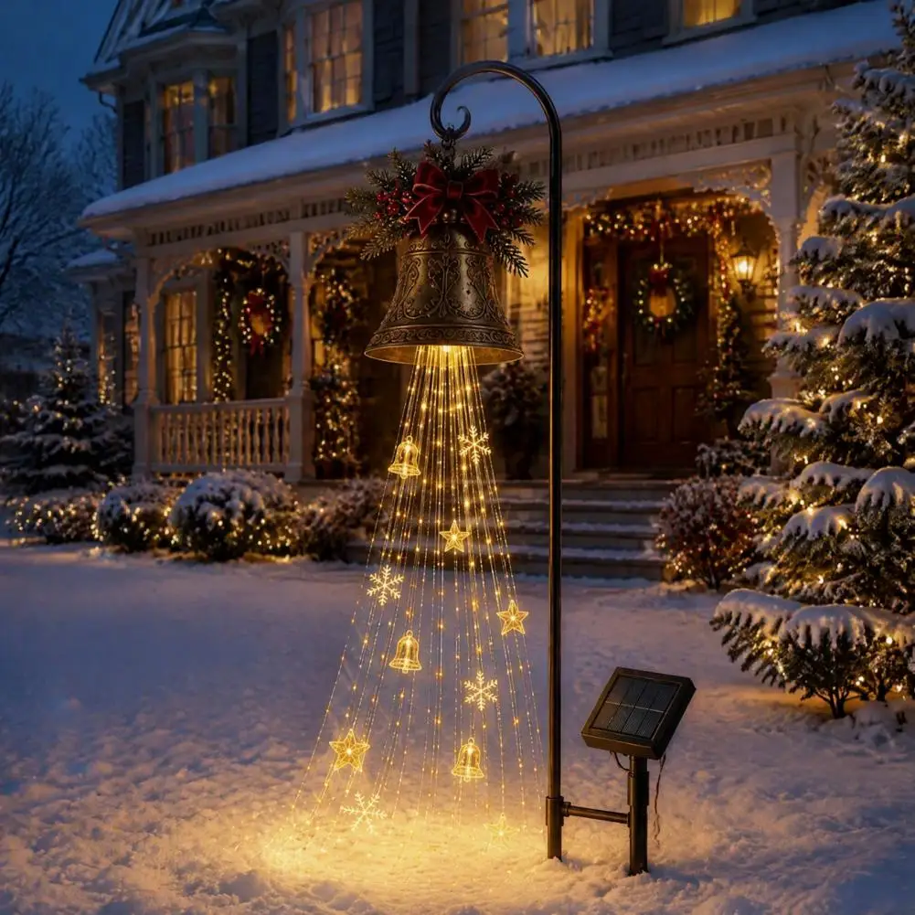 Waterproof Solar Path Solar Christmas Garden Lights Solar Christmas Bell Waterfall Light Led Metal Garden Stake with for Yard
