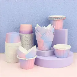 50pcs DIY Bakeware Cake Tray Pastry Tools Tulip Baking Cup Cupcake Liners Cake Muffin Cups Greaseproof Paper