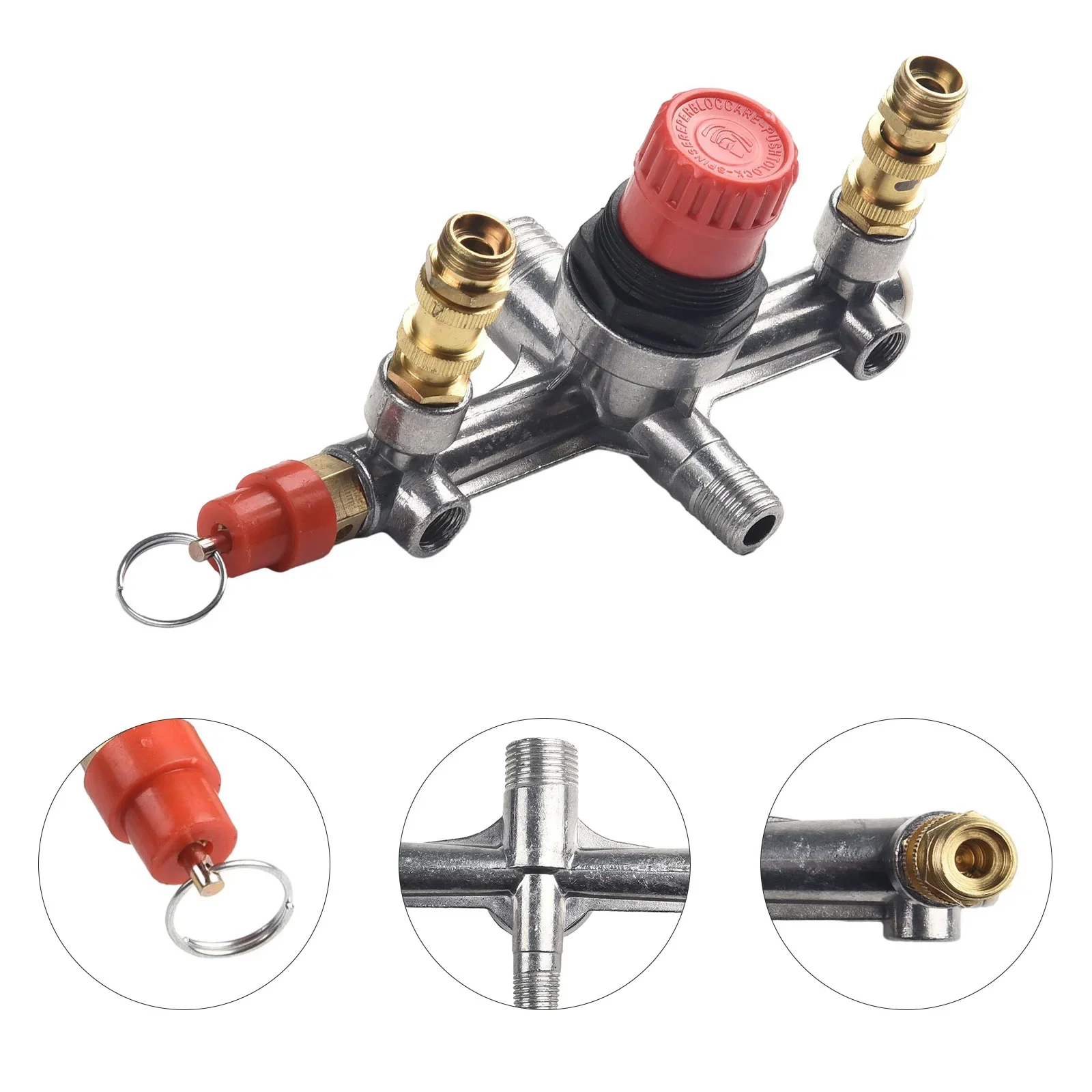 

Air Compressor Switch Pump Parts Aluminum bracket For Piston Power Push-pull valves Red cap Regulator Safety Tool