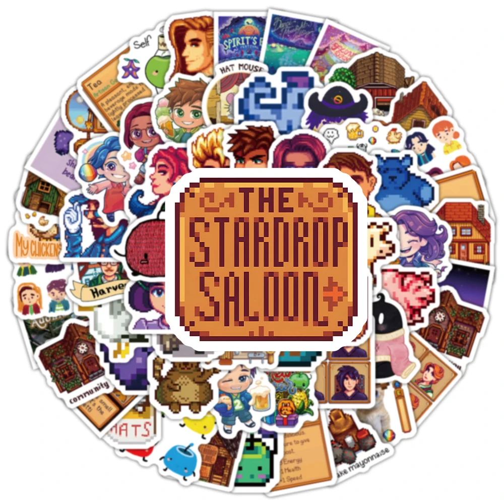 10/30/50/100pcs Pixel Style Game Stardew Valley Stickers Cute Cartoon Decals Decor DIY Phone Laptop Luggage Fun Graffiti Sticker