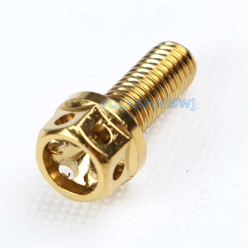 Gold Plated M6 M8 Hex Flange Head Screws,304Stainless Steel Hollow Skeleton Bolts for Electric Motorcycle Bike Modification