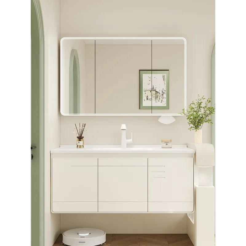 Bathroom cabinet combination, toilet hand wash basin, oak floor-to-ceiling washbasin