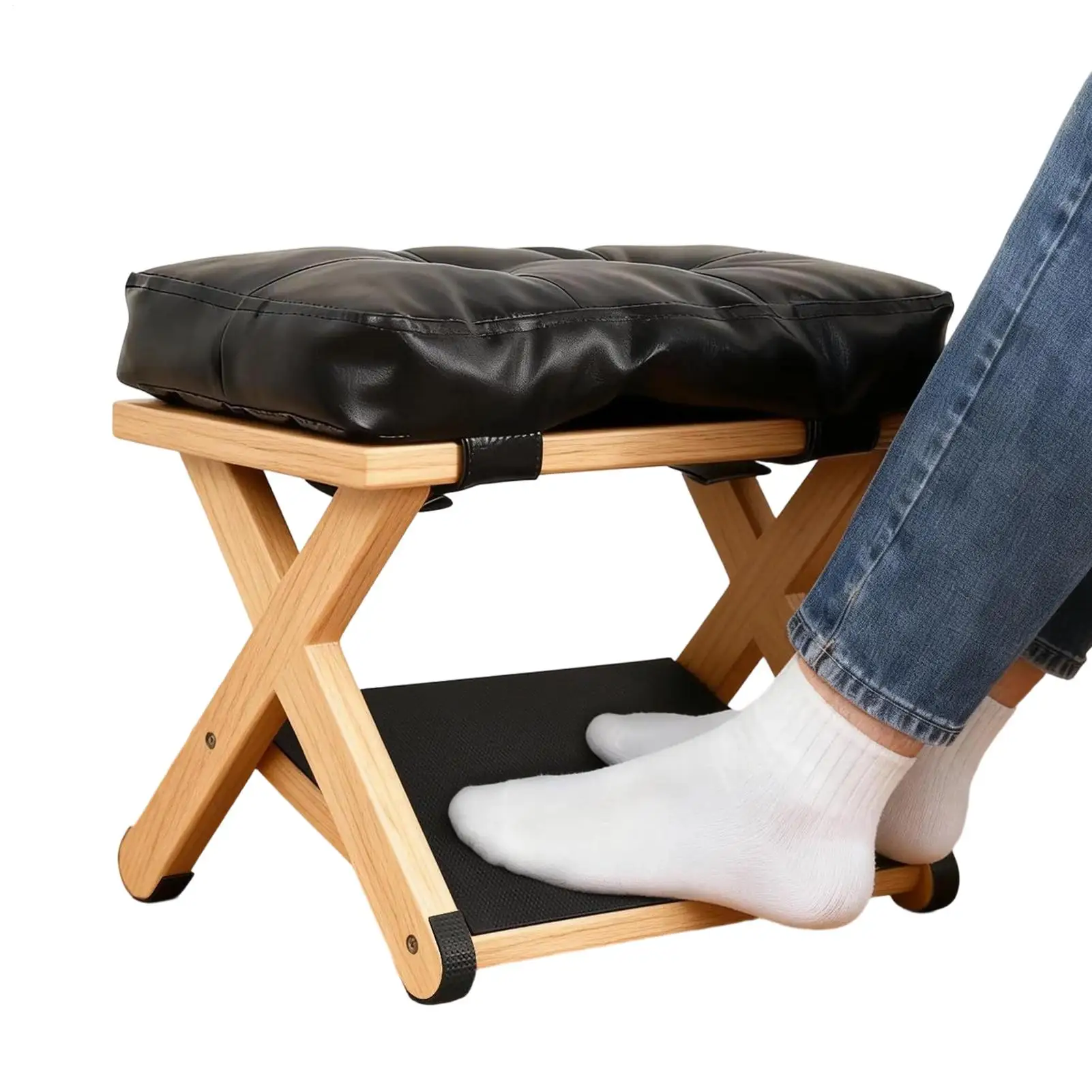 Under Desk Footrest Double-layer Ergonomic Slanted Small Wooden Under Desk Office Footrest For Home Dorm Office Apartment Study