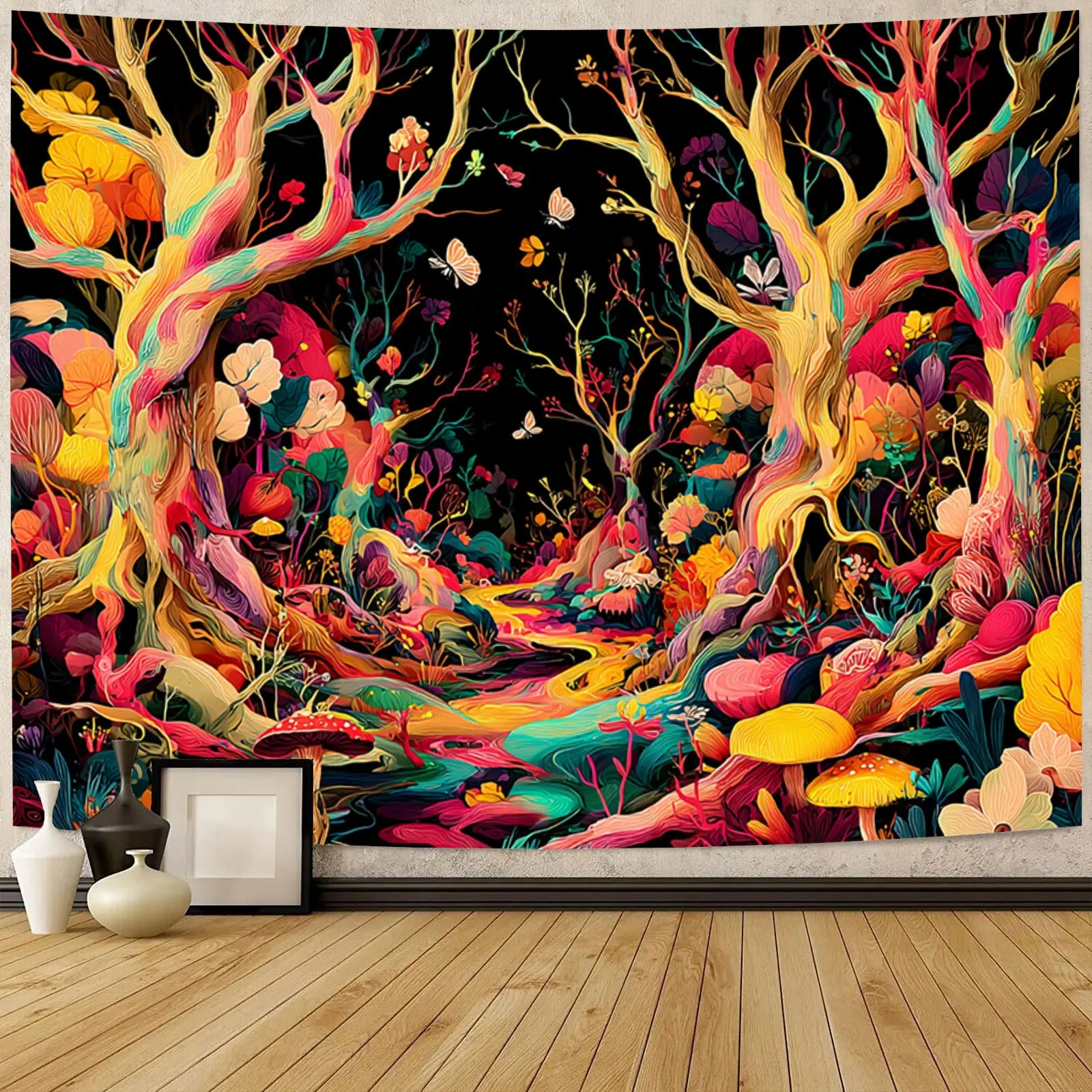 Fantasy Colorful Forest Digital printing polyester wall hanging tapestry decorative Living room bedrooms Office background gift