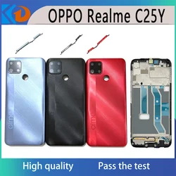 Housing Back Cover For OPPO Realme C25 LCD Middle Front frame Bezel Battery Cover Door With Camera Lens Button Parts