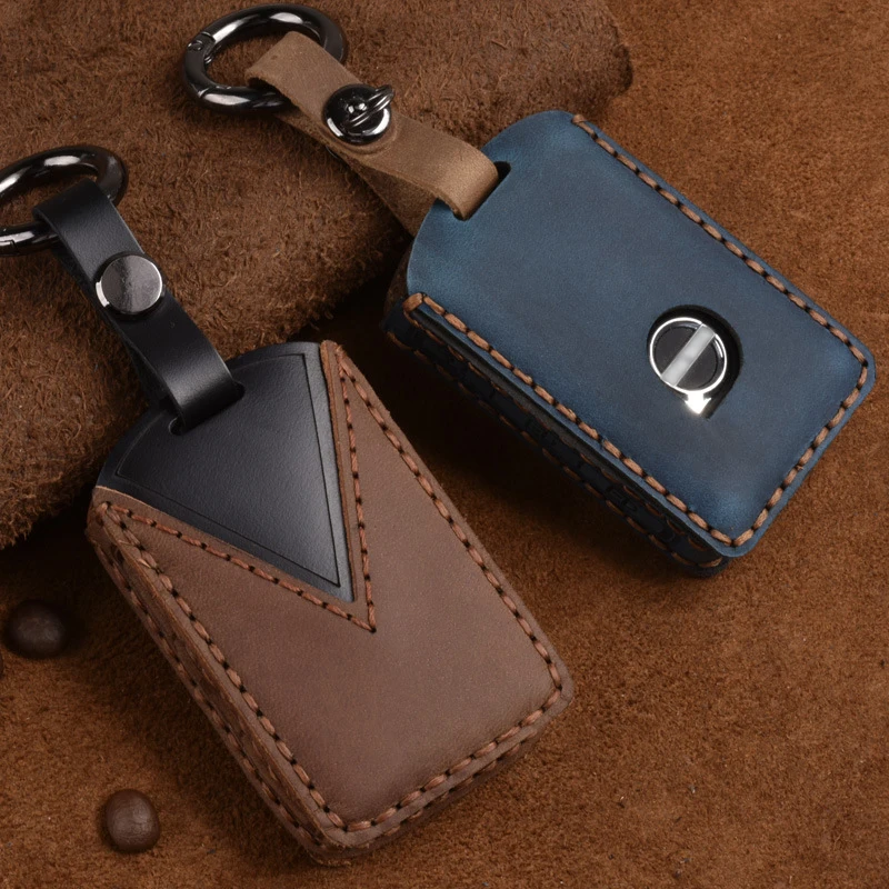 1 Pcs Leather Car Key Cover For Volvo XC40 XC60 S90 XC90 V90 T5 T6 T8 Auto Key Protect Cover  Key Chain Car Key Case Car Styling