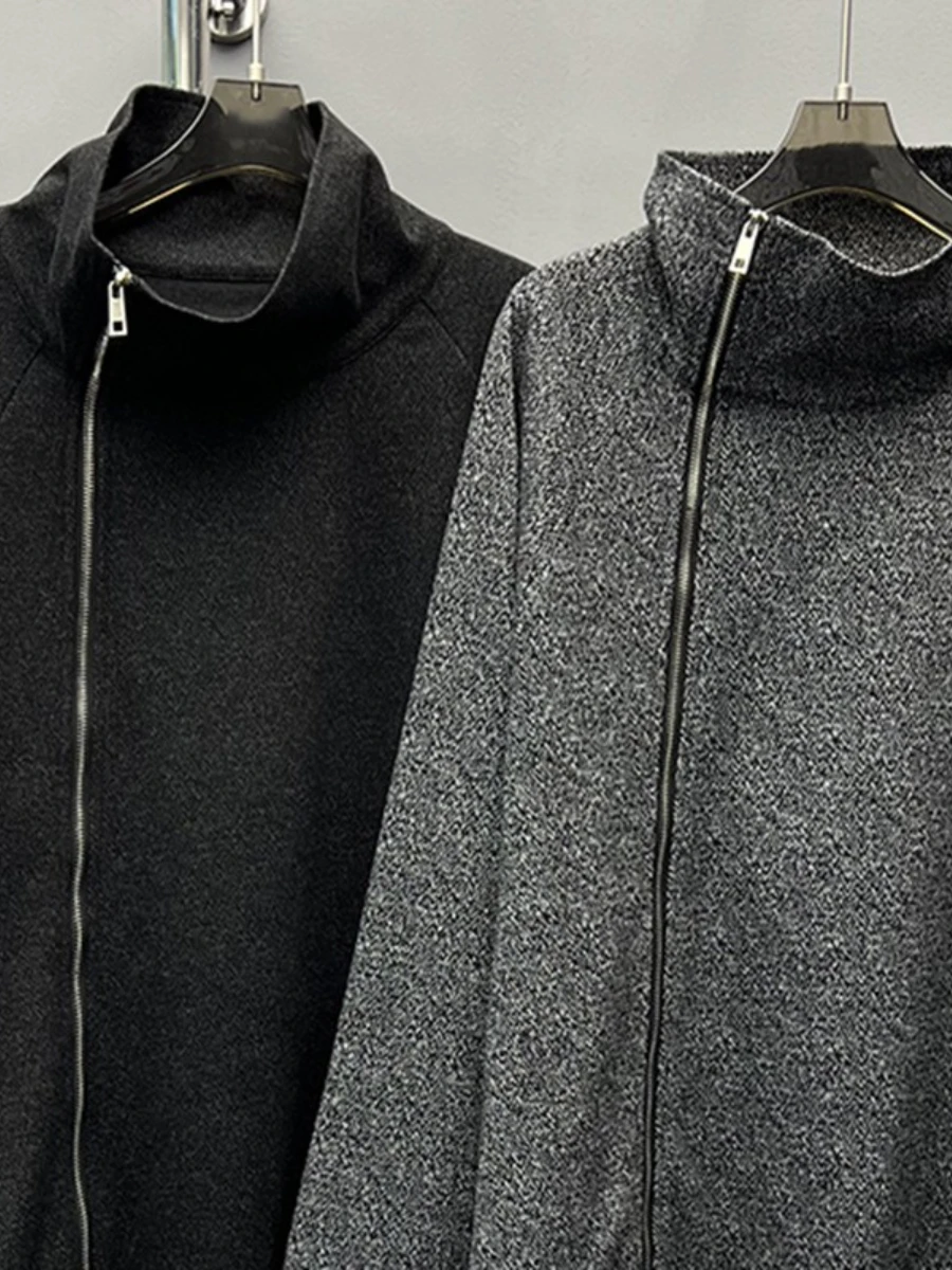 GALCAUR الصلبة تقسم سستة البلوز الإناث الوقوف طوق كم طويل فضفاض الشارع الشهير المرأة بلوزات الخريف الموضة