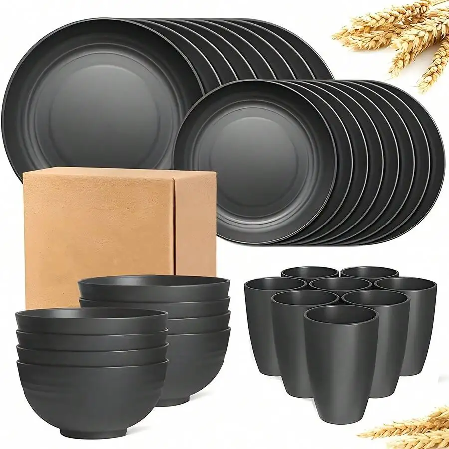 

16/32pcs Tableware Set, Include Plates, Bowls And Cups, For Home Family Day Camping Picnic Party, Kitchen Supplies, Dinnerware A