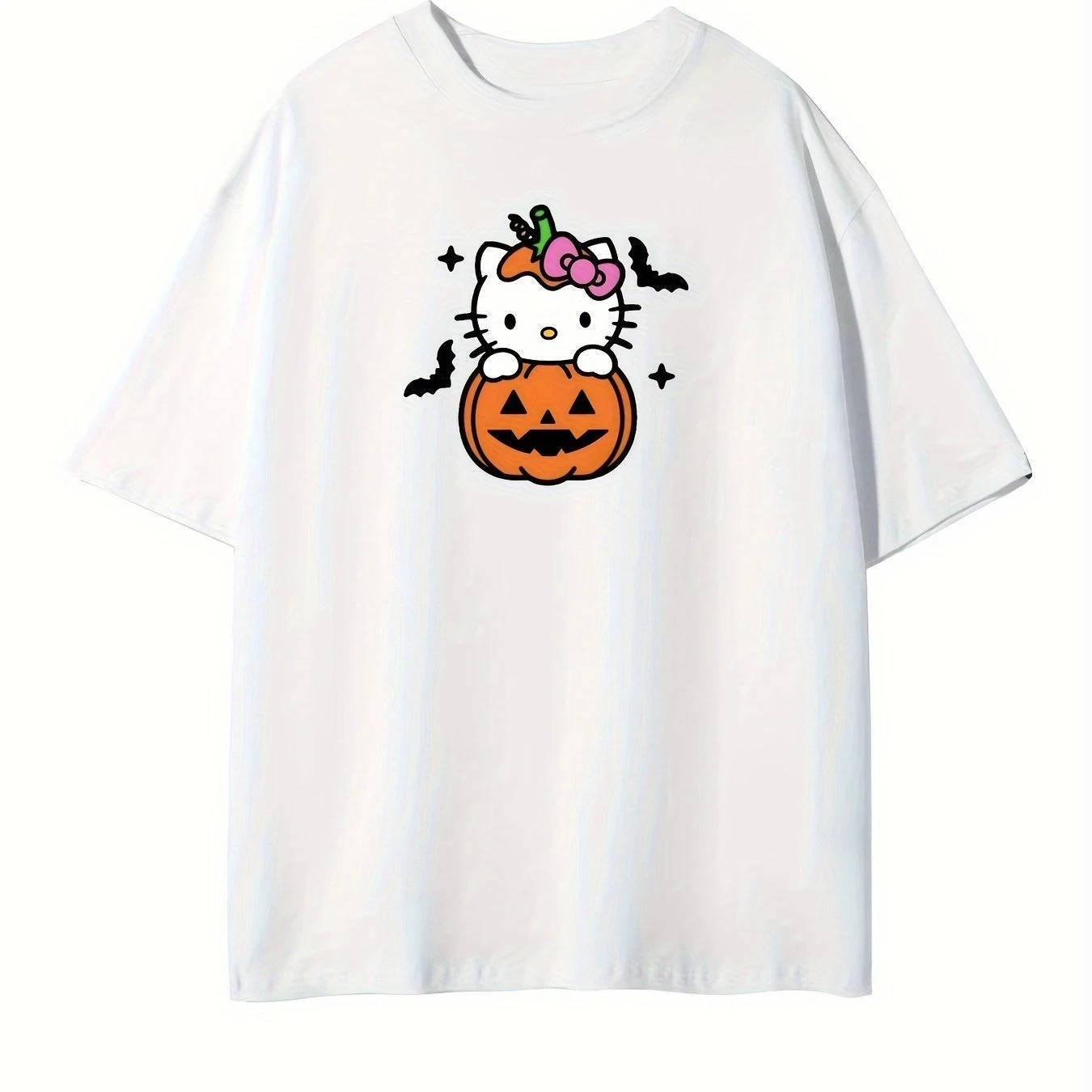 

Hello Kitty Halloween Graphic Printing Summer Autumn Winter Cotton Men's and Women's T-Shirts Short Sleeves Luxury Outdoor