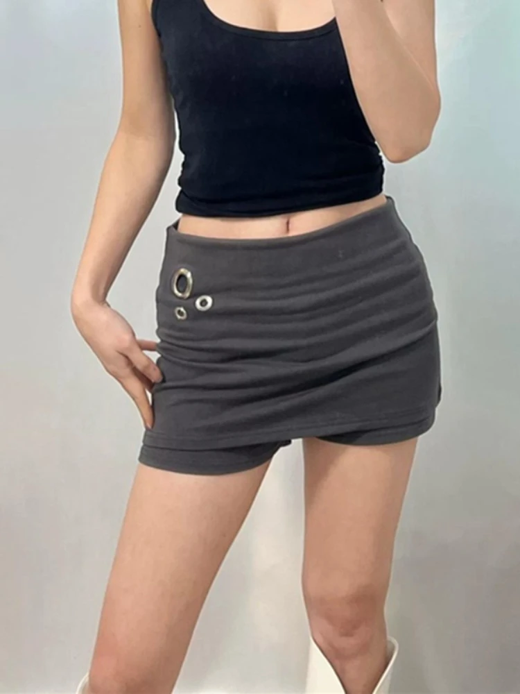AOSSVIAO Korean Style O-Ring Decor Slim Figure-Hugging Versatile Women Skirt 2026 Summer Anti-Chafing Safety Mini Skirts
