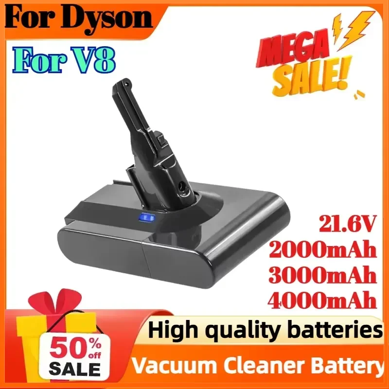 21.6V 2000mAh 3000mAh 4000mAh Battery for Dyson V8 Vacuum Handheld Absolute Cordless High-Capacity Vacuum Cleaner Battery