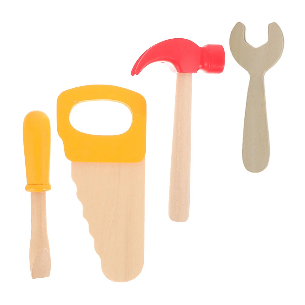

4pcs Wooden Tool Set For Kids Pretend Play Construction Montessori Learning Tools For Children Educational Play