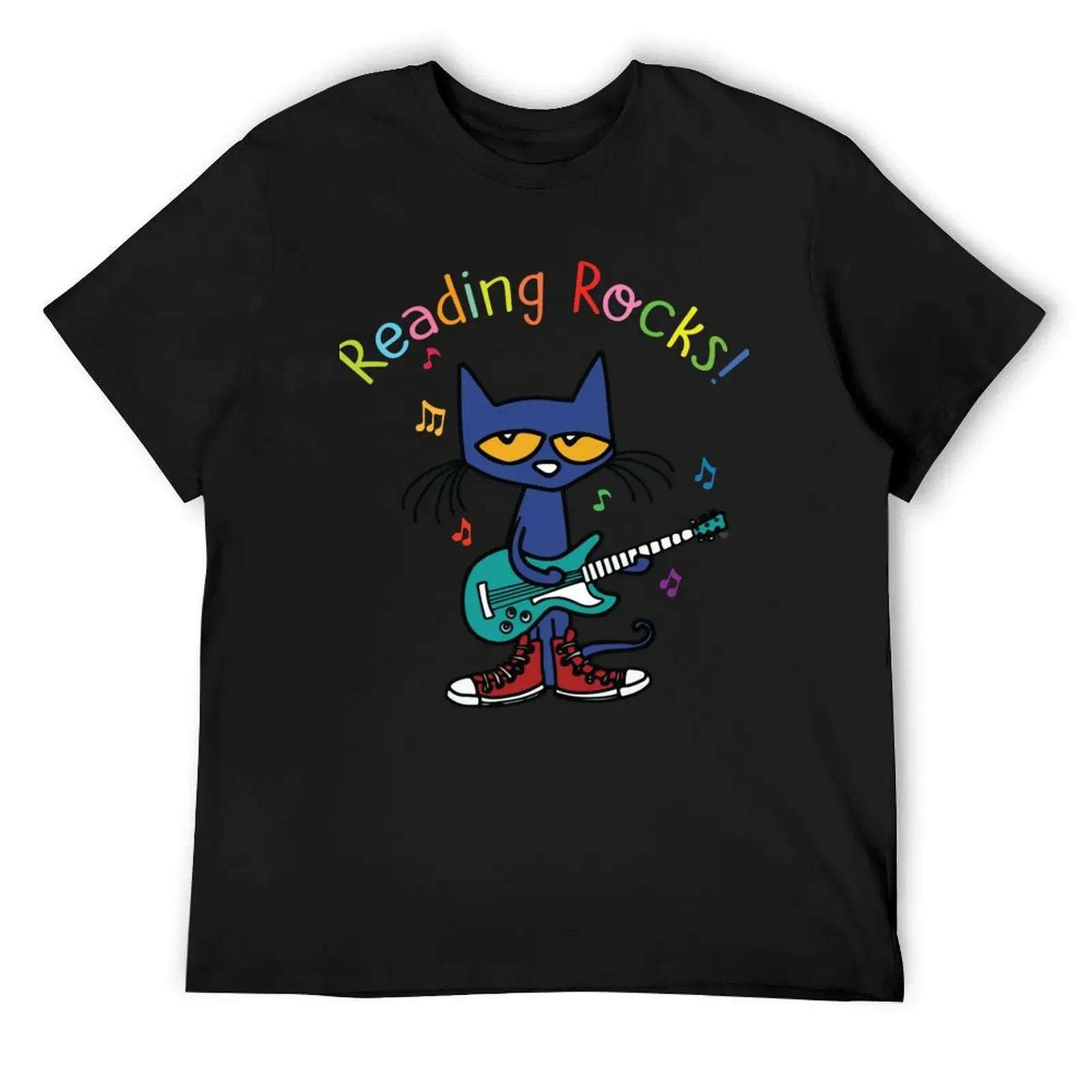 Reading rock pete the cat Classic T-Shirt street wear baggy shirts plain Blouse men clothings