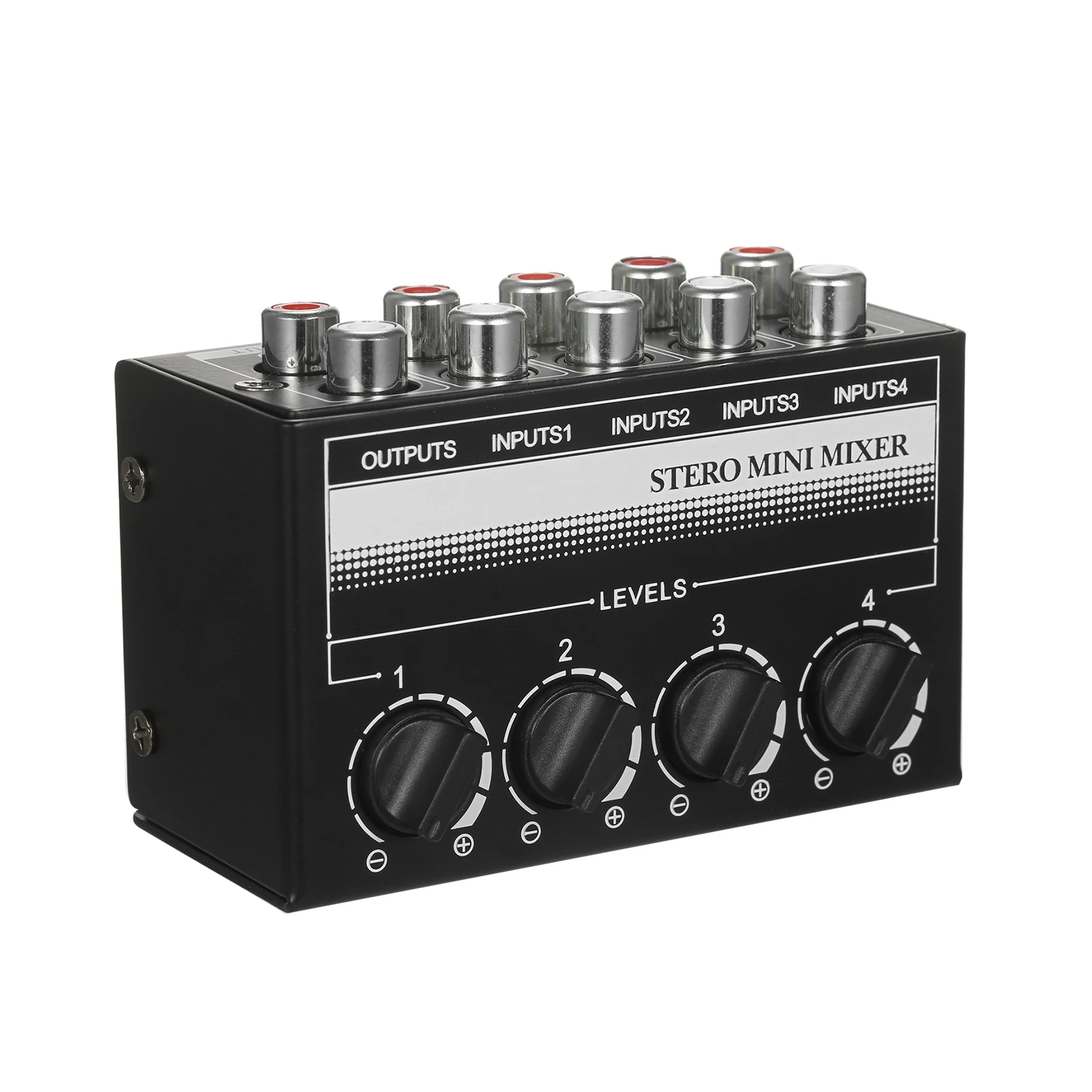 

Mini Stereo 4 Channel Passive Mixer RCA Portable Audio Mixer 1 in 4 Out Stereo Distributor Volume Control No Battery Required