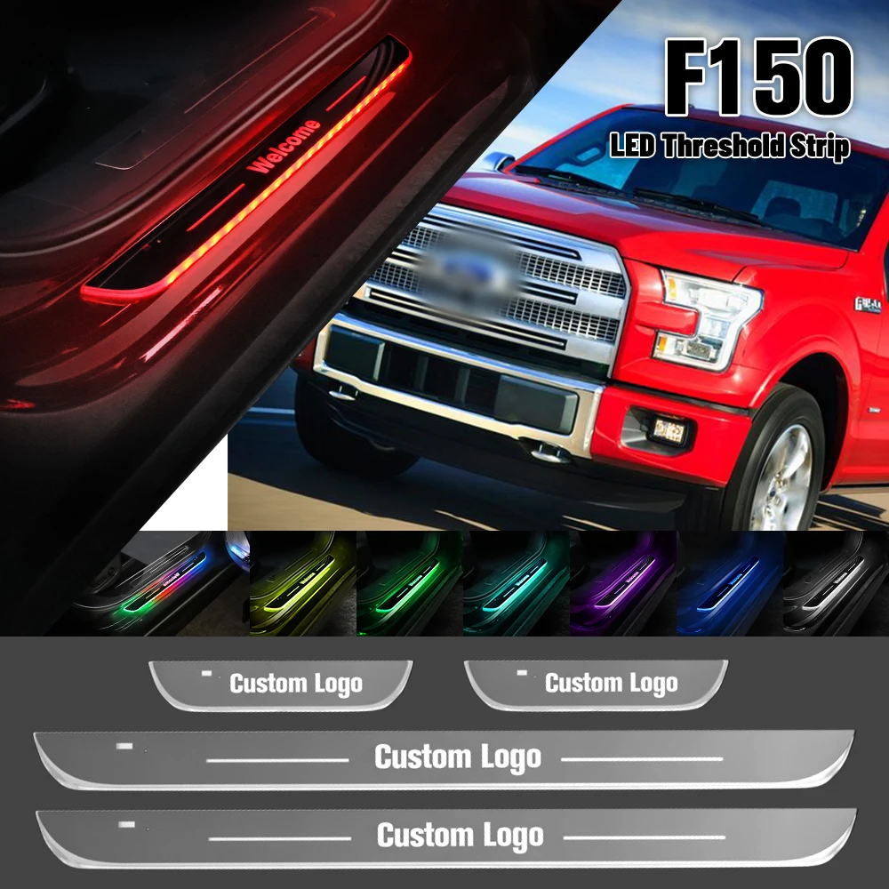 

For Ford F150 F-150 F 150 2009-2020 Car Door Sill Light Customized Logo LED 2017 2019 Welcome Threshold Pedal Lamp Accessories