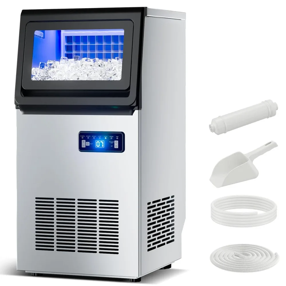 

Countertop – 121 Lbs/24H Commercial Ice Machine with Handle | Fast-Freezing, Removable Bin & Compact Design for Business & Home