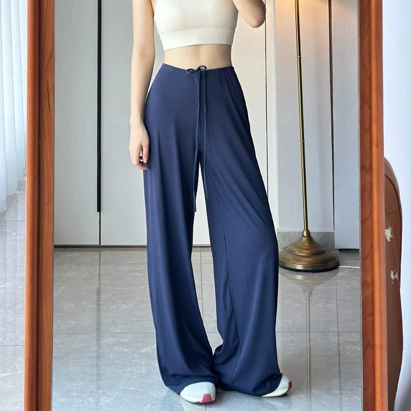 Women's Buttery Soft Wide Leg Yoga Pants - Elastic Waist, Cooling Breathable, Natural Drape Straight Leg Workout Pants