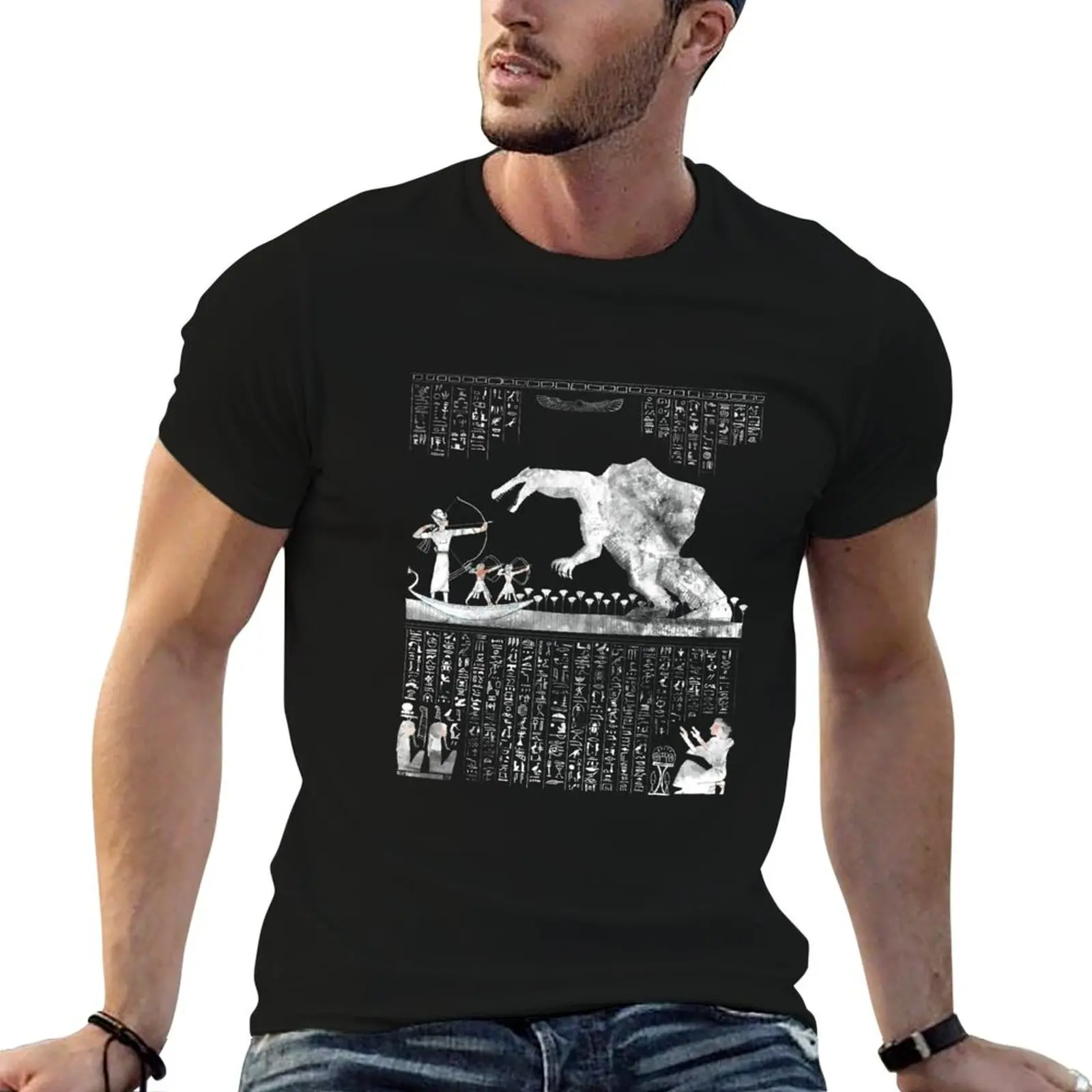 

Spinosaurus dinosaur in ancient Egypt T-Shirt cotton tshirt 100% funny t shirts cotton T-Shirt