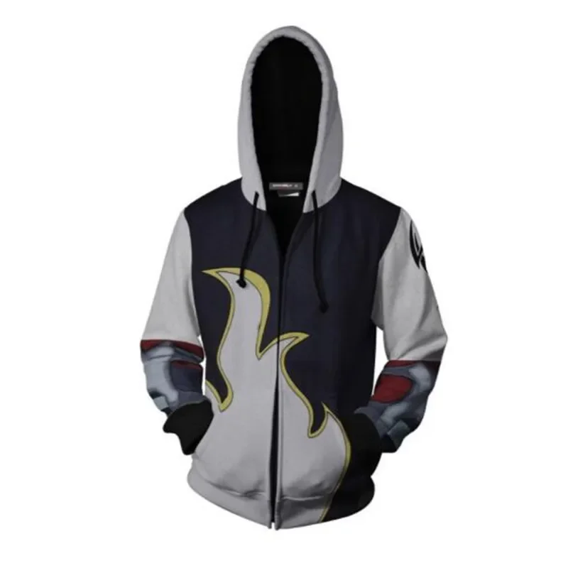 Fighting Games Tekken Kazama Jin Cosplay Costume Zip Hoodie Men's and Women's Casual Sports Sweater