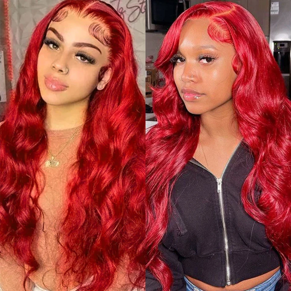 

Body wave Peruvian Red Human hair lace frontal wig Remy hair ShineFull 13x6 HD transpent lace frontal wig For Women Pre-Pluked