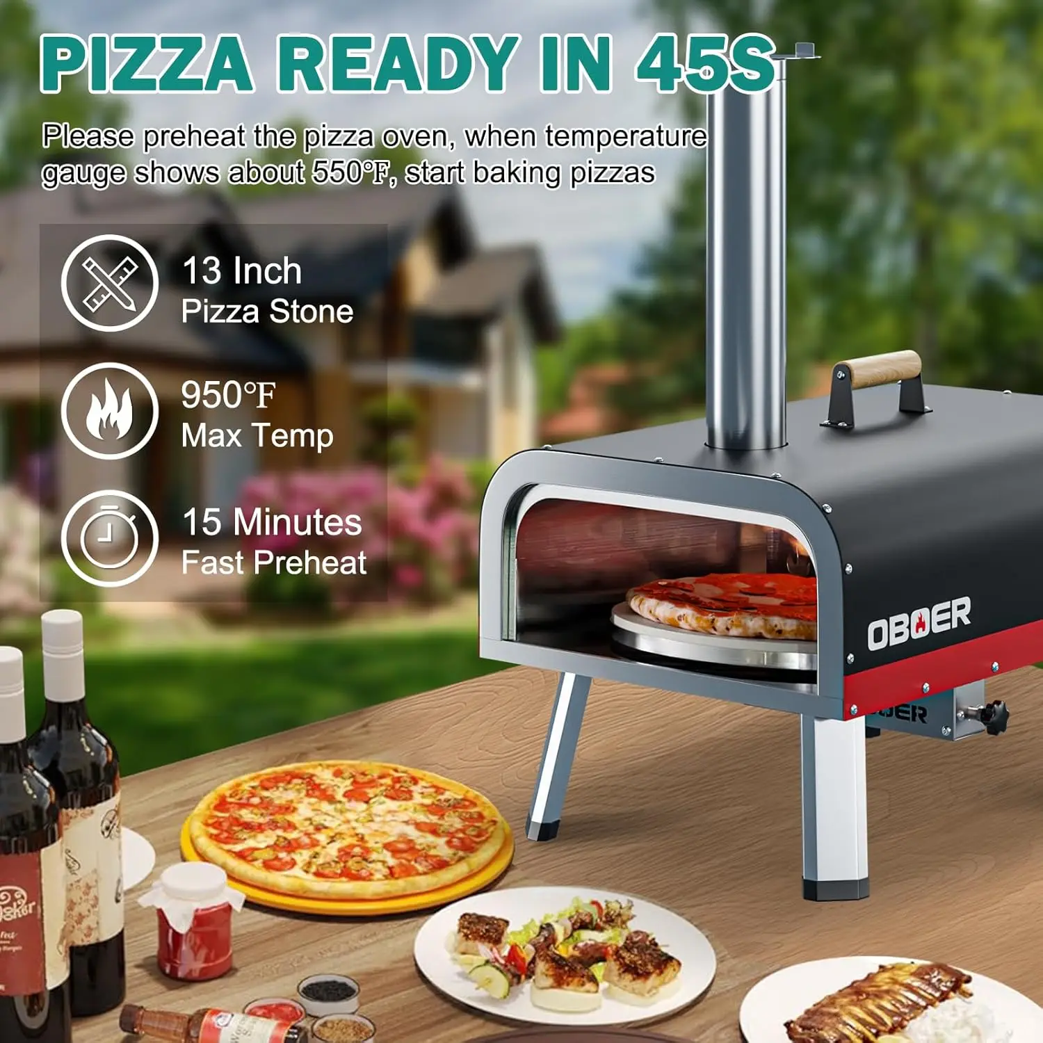 NAIZEA Pizza Oven Outdoor,13