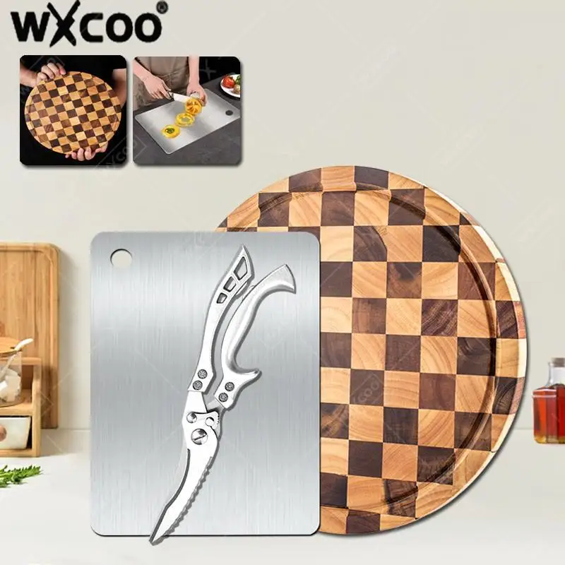 

WXCOO Acaci деревянная разделочная доска, кухонные ножницы, набор разделочных досок для домашнего гаджета, пищевые двусторонние разделочные доски