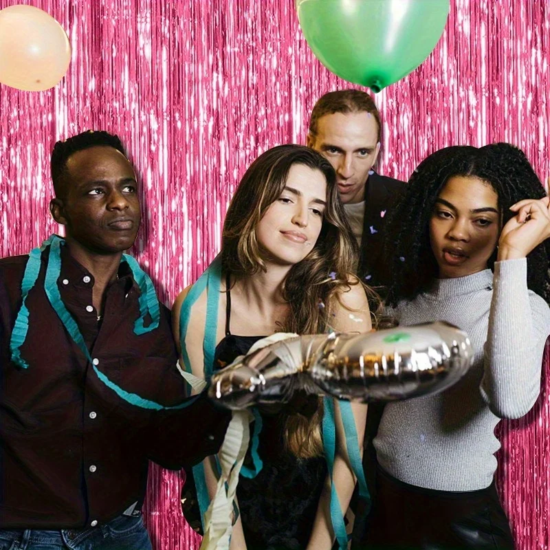 1/2/3 قطعة ستارة المطر الوردي تألق خلفية حفلة زخرفة خلفية التصوير الدعائم زينة حفل زفاف عيد ميلاد #5