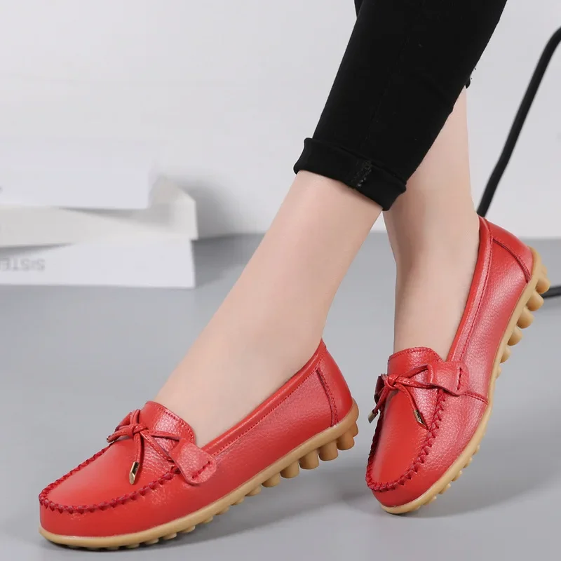 2024 Woman Flats Shoes Ballet Flat Sneakers Genuine Leather Spring  Soft Moccasins Ladies Boat Ballerina Espadrilles Creepers