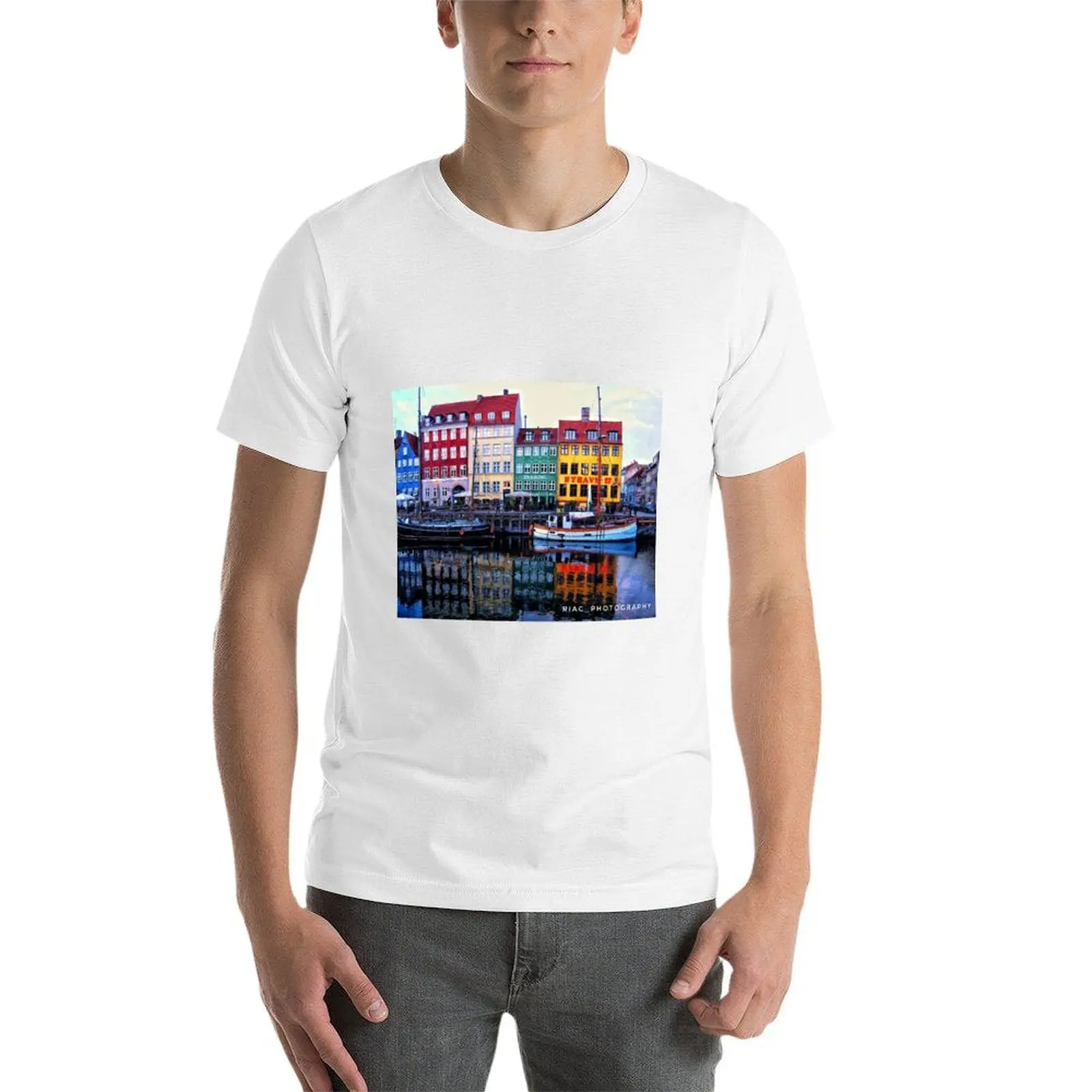 Nyhavn ، كوبنهاغن تي شيرت تي شيرت رجل عادية تي شيرت القطن 100% تي شيرت للرجل القطن الناعم تي شيرت #3