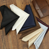 24cm Classic Solid Color White Brown Pocket Square Gentleman Elegant Polyester Handkerchief Wedding Business Hanky Men Cravat