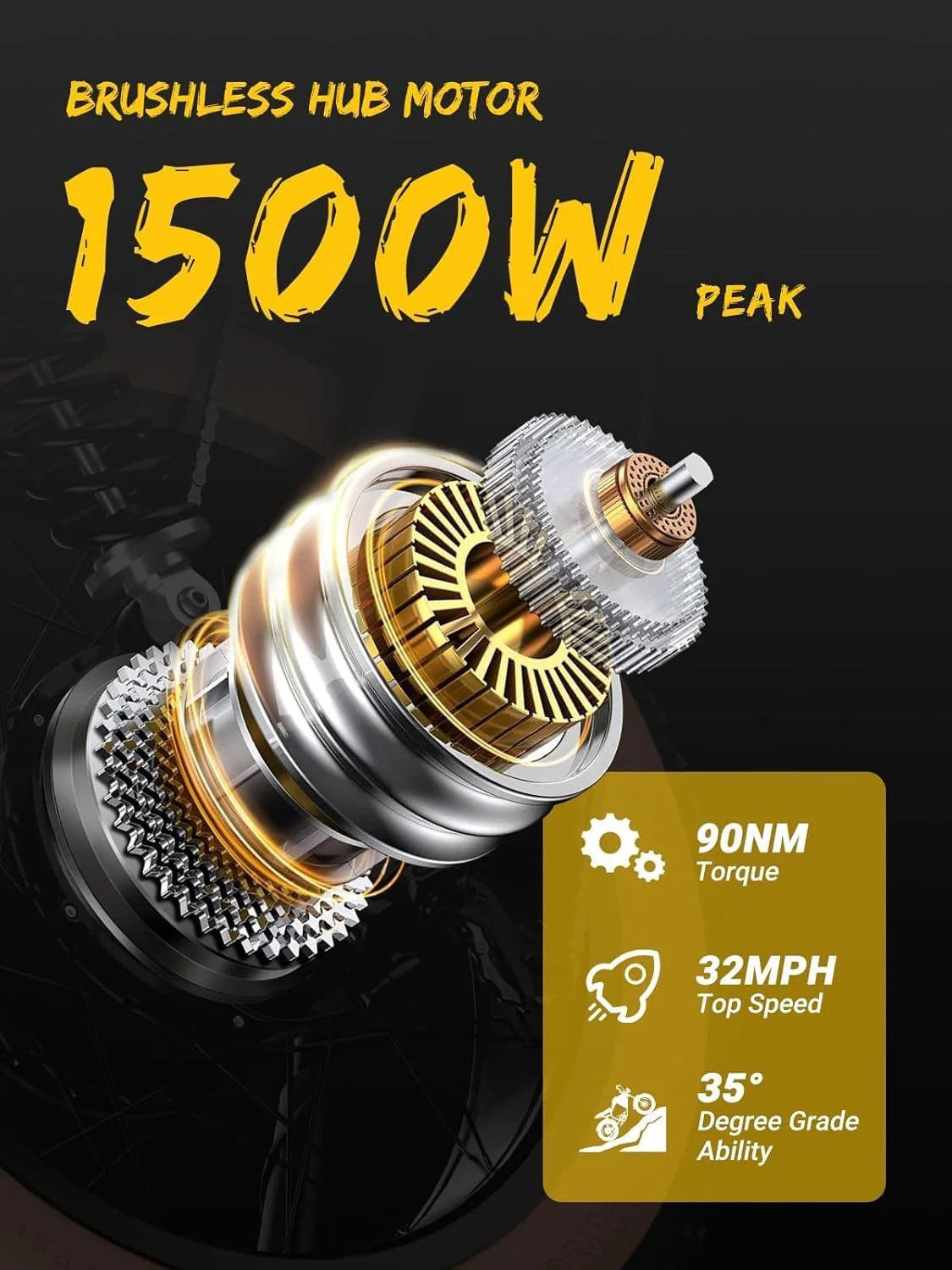 Sepeda Listrik Luckeep M5 untuk Dewasa/Remaja, Motor Puncak 1500W, Kecepatan Maks 32MPH, Baterai 48V 15AH, Jarak Tempuh Maks 60 Mil