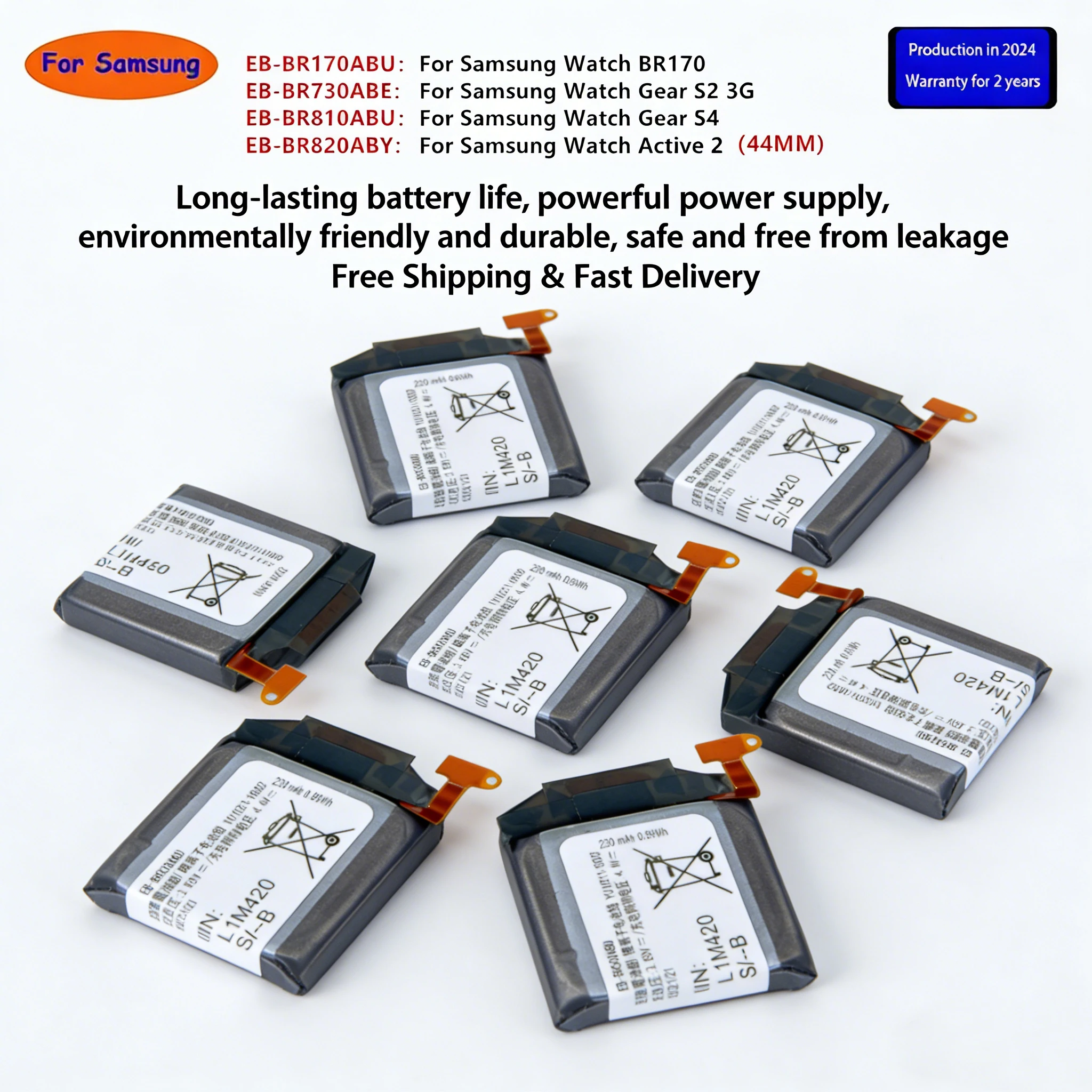 

EB-BR810ABU EB-BR760ABE Battery for Samsung Galaxy Watch 42mm 46mm Gear S3 Frontier Classic Watch 3 Active 2 + Tools