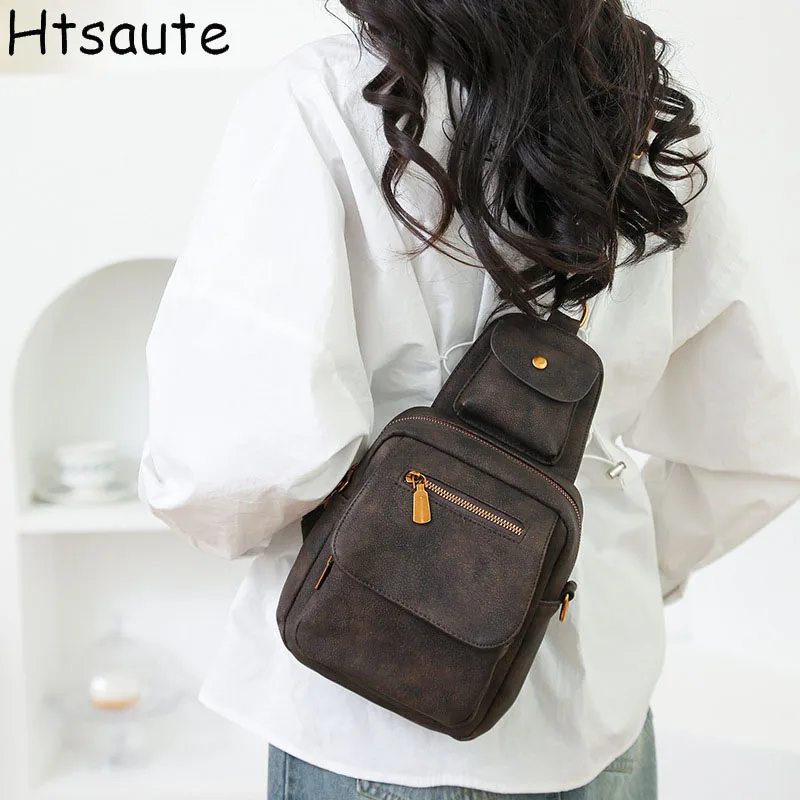 

Solid color Oxford women's chest pack crossbody bags shoulder bags Multi-pockets bag bags for woman sac de luxe shoulder bag