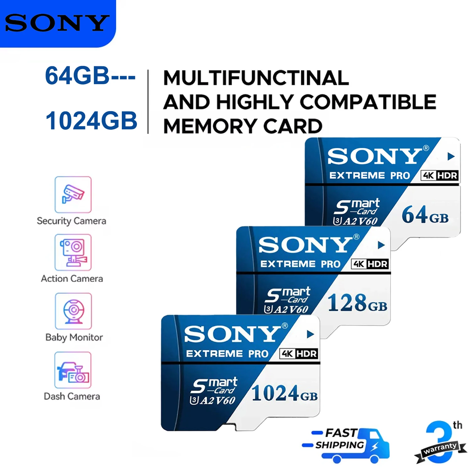 

НОВАЯ карта памяти SONY 1 ТБ, высокоскоростная Full HD-видео TF-флеш-карта 512 ГБ, 256 ГБ, 128 ГБ, 64 ГБ, карта Micro SD для телефона/планшета/камеры