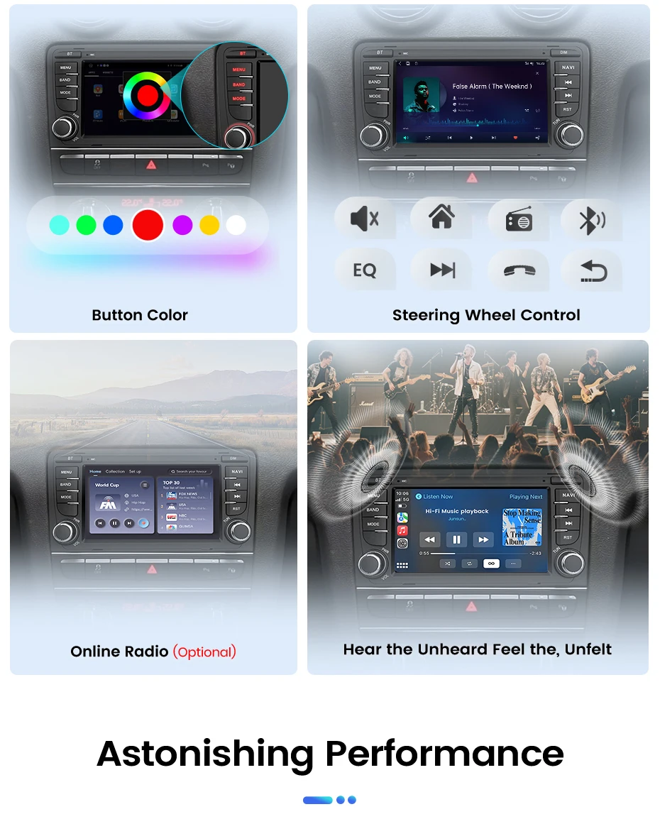 Junsun 7 Zoll Autoradio für Audi A3 8P S3 RS3 2003-2012 CarPlay Android Auto FM RDS DSP BT GPS Navi SWC HD IPS Touchscreen Plug & Play Multimedia-Player Freisprecheinrichtung Original-Autostil-Haupteinheit – Detail 14