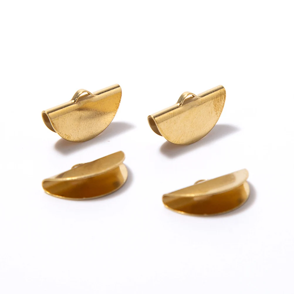 

100 Pcs Tassel Fan Clamp Jewelry Clasps Bag Fasteners Decoration Semicircle Clip Golden Copper Material Sturdy Sewing