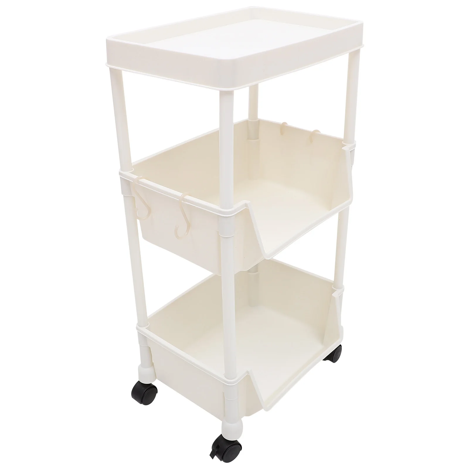 

3-Tier Roller Bookcase Movable Storage Shelf for Home Multi-Layer Book Organizer with Wheels Movable Bookcase 3-Tier Book Rack