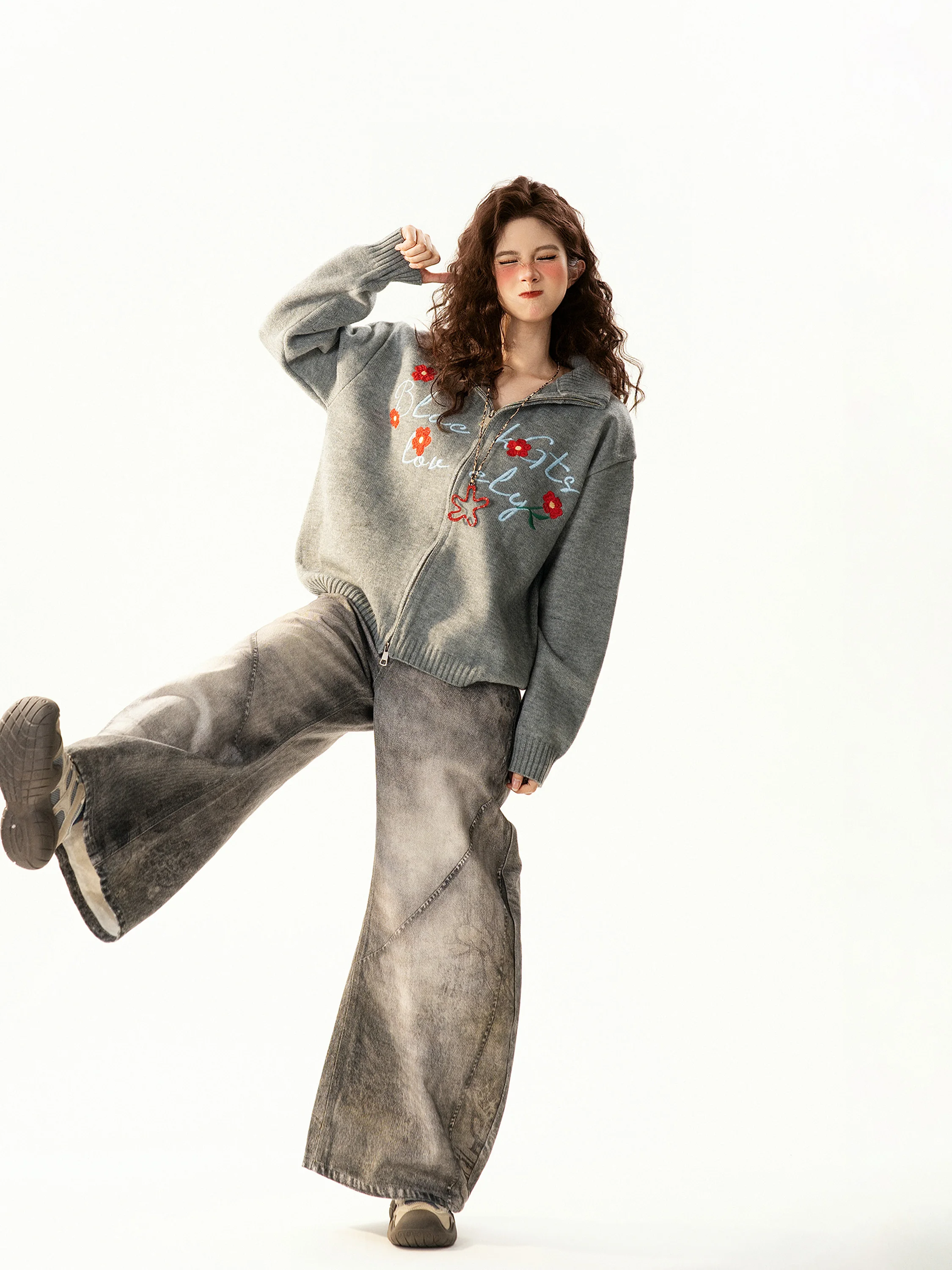 

Ретро-кардиган с вышивкой и цветочным узором, женский, осенне-зимний, свободный, универсальный, вязаный, удобный, повседневный