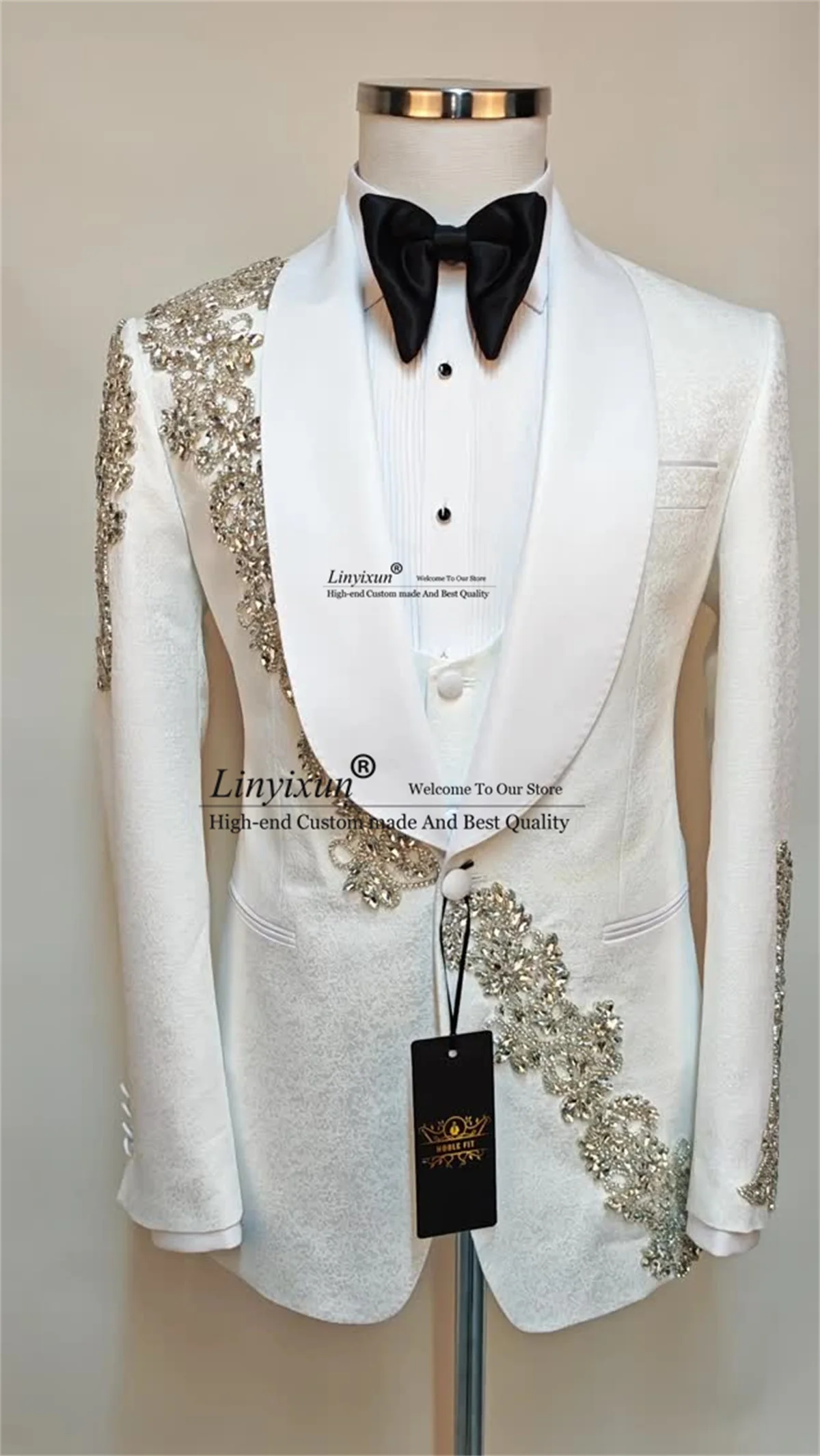 

Роскошные мужские костюмы с орнаментом и стразами, свадебные смокинги по индивидуальному заказу, комплекты из 3 предметов, вечерние пиджаки для жениха, тонкий жаккардовый костюм Homme