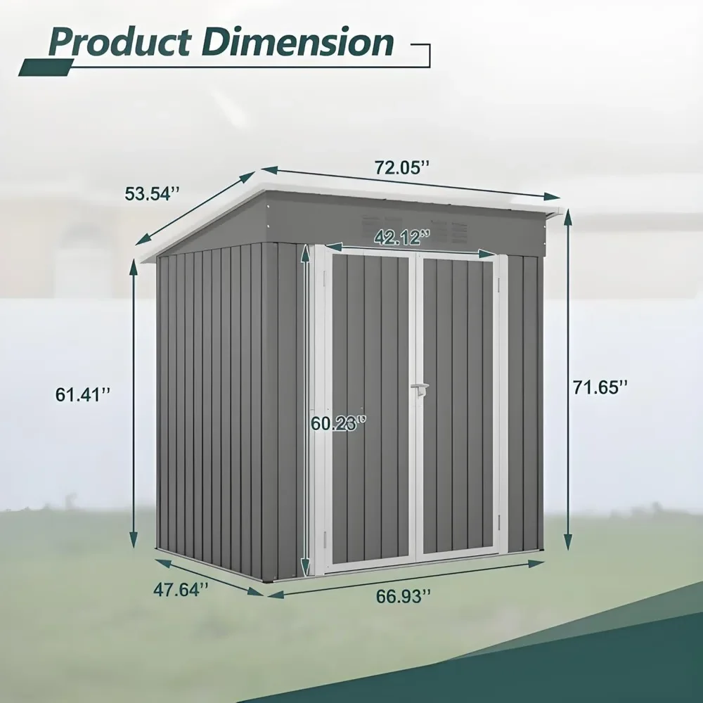 6x4FT Outdoor Tool Storage Shed with Metal Foundation & Lockable Doors, All Weather Metal Sheds for Garden, Patio, Backyard