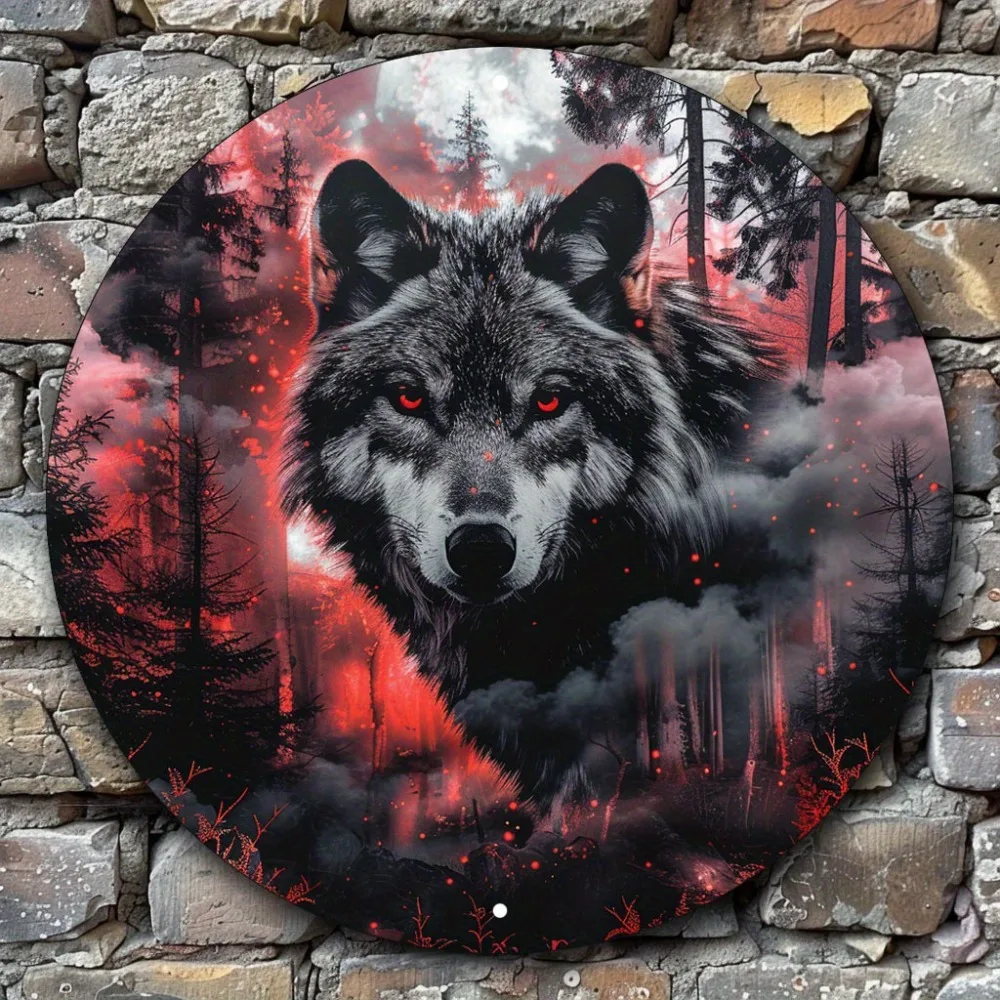 Wolf Spirit Animal Round Metal Sign - Aluminum Wall Cut-Outs for Bridal Shower, Birthday, Bachelor Party, Anniversary Decor