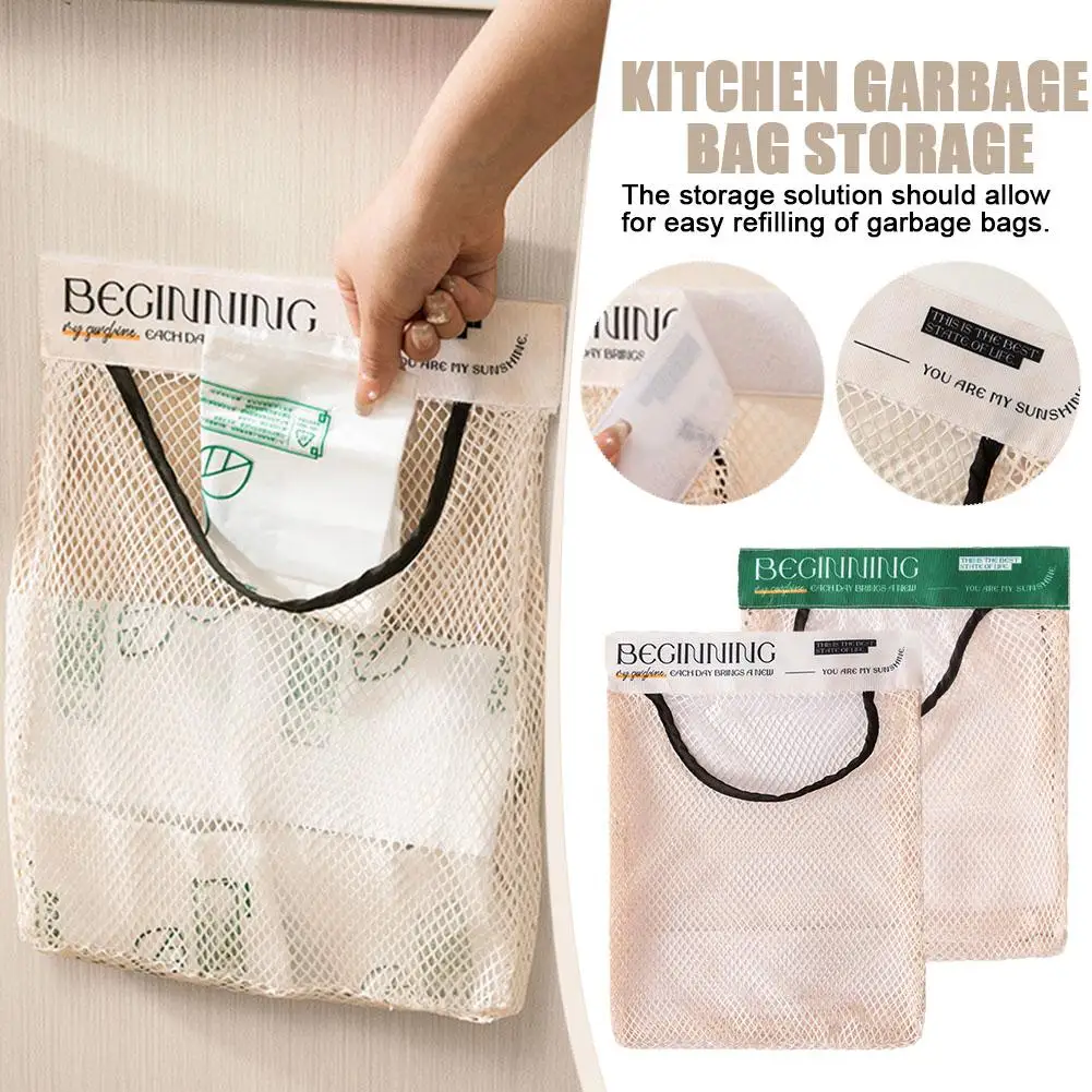 Garbage Bag Storage Box For Plastic Bag Wall Hanging Bag Washable Mesh Storage Bags Plastic Bag Holder Dispenser Kitchen To R9G8