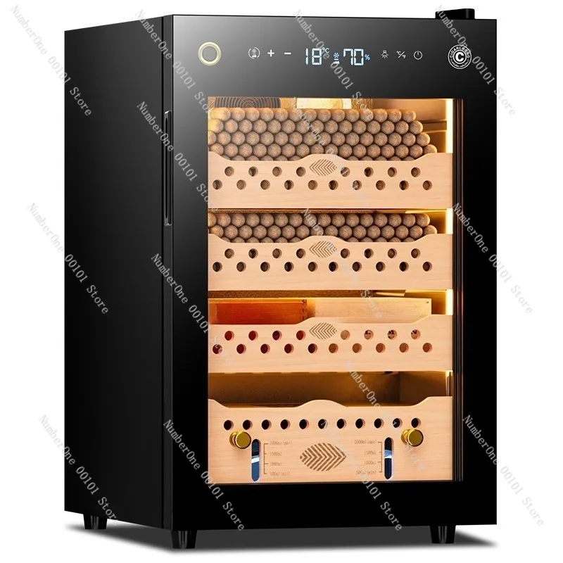 Smart Cigar Cabinet with Fingerprint Lock, Constant Temperature Humidity Control, Cedar Shelves, WIFI Enabled Storage Humidor