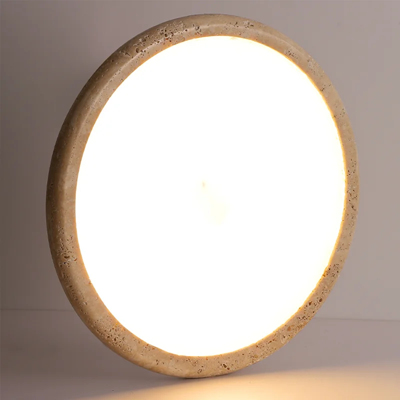 Modern Retro Round Ceiling Light, Natural Yellow Cave Stone Lamp, Art Decoration for Bedroom Living Room Restaurants