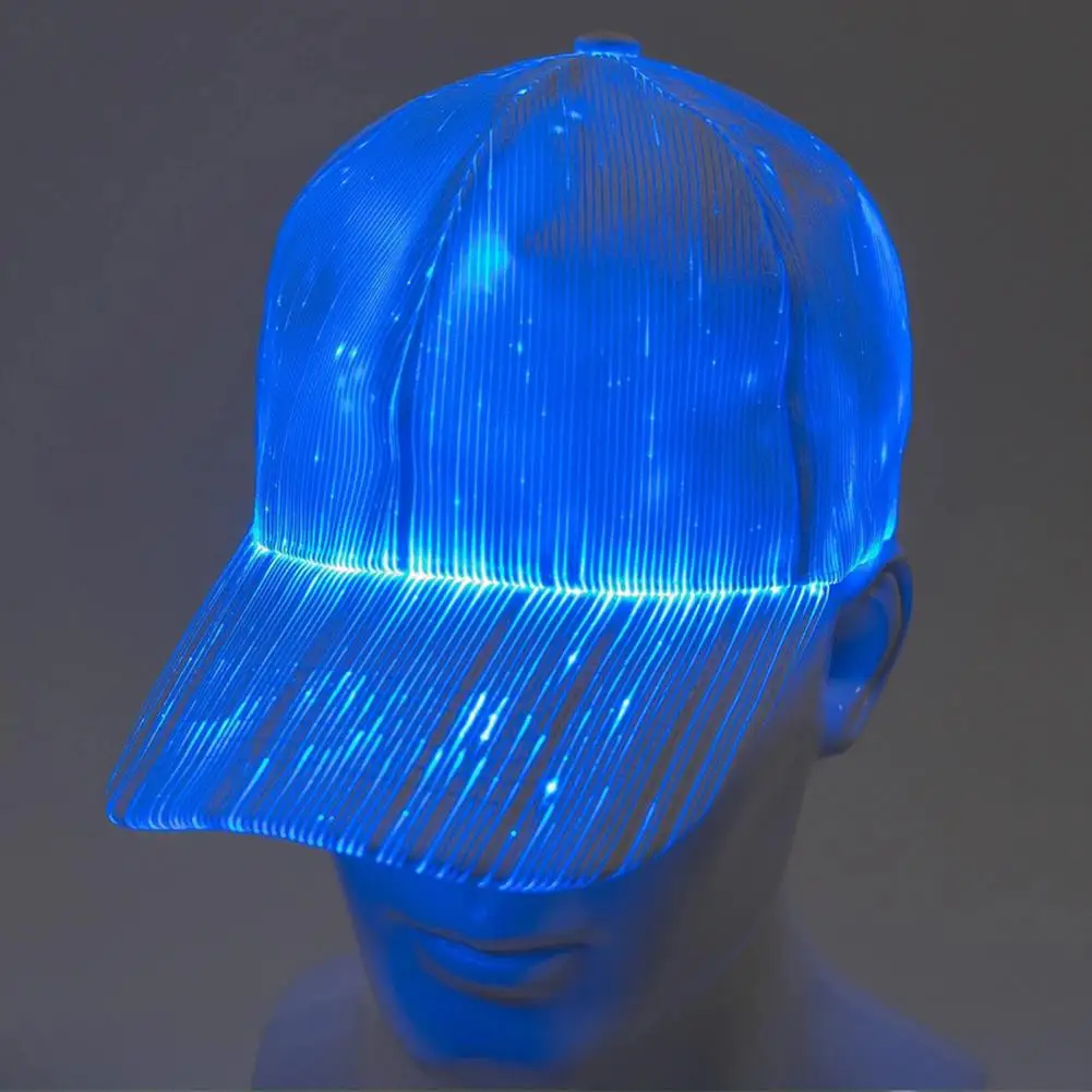 Fiber Optic LED Hat Light Up Baseball Cap Flash Glow Hat USB Rechargeable Hip-Hop Luminous Hat Halloween Cap for Party Disco Bar