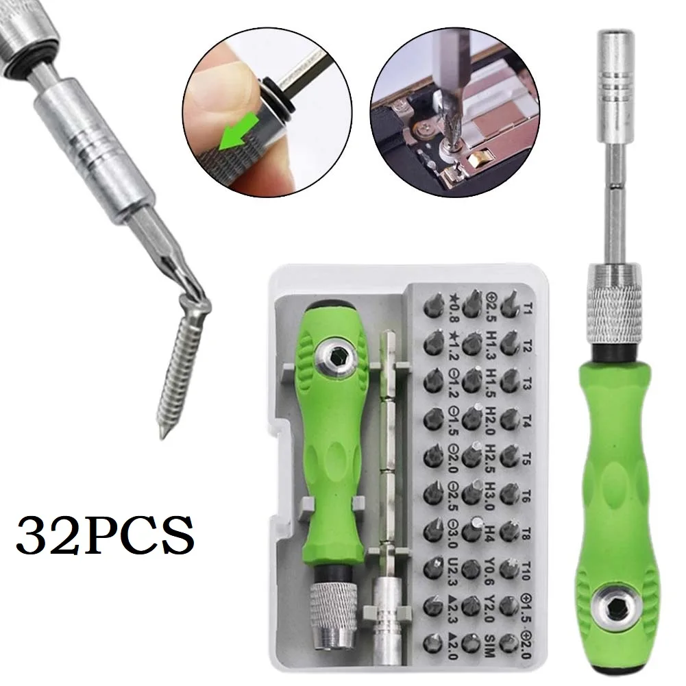 Screwdriver Screw Driver Set Repair Screwdriver Bits Magnetic Mini Non-slip 32 In 1 32pcs Dismountable Hand Tool
