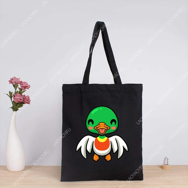 Cute Happy Little Duck Cartoon Shopping Bag per le donne borse di stoffa Totebag Tote Shopper estetica donna Canvas Large University