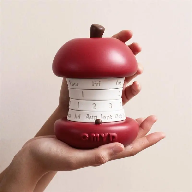 

Apple Calendar Creative Rotating Decoration Figurines Living Room Art Sculptures Miniature Original Ornaments Funny Holiday Gift