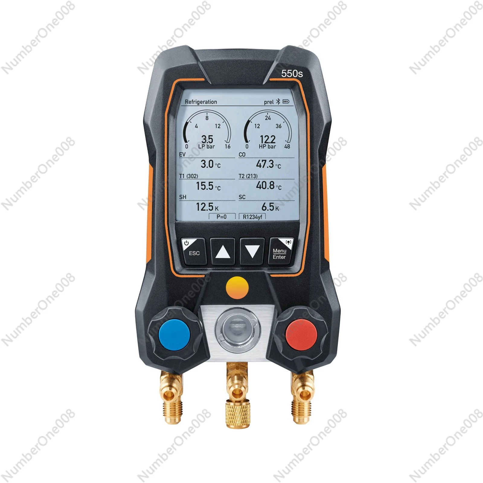 Testo 550S مقياس التبريد الرقمي المنوع مع خراطيم المشبك المبردات متر مجموعة أدوات Manometro نظام قياس